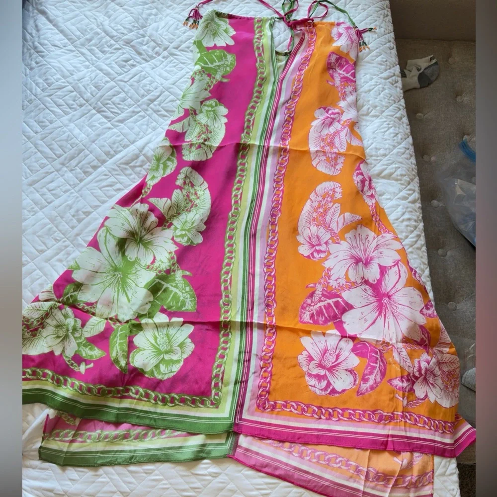 NWT Farm Rio Mixed Scarves Floral Elegance Maxi Cover-Up - XS - Picture 6 of 9
